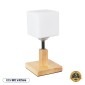 GloboStar® COVE 02037 Μοντέρνο Επιτραπέζιο Φωτιστικό Μονόφωτο 1 x E27 AC220-240V IP20 - Μ12 x Π12 x Υ25cm - Μπεζ Ξύλινο & Γυάλινο Γαλακτερό Κύβο