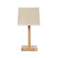 GloboStar® KOLIPE 02038 Μοντέρνο Επιτραπέζιο Φωτιστικό Μονόφωτο 1 x E27 AC220-240V IP20 - Μ20 x Π20 x Υ38cm - Μπεζ Ξύλινη Βάση με Μπεζ Πλεκτό Καπέλο