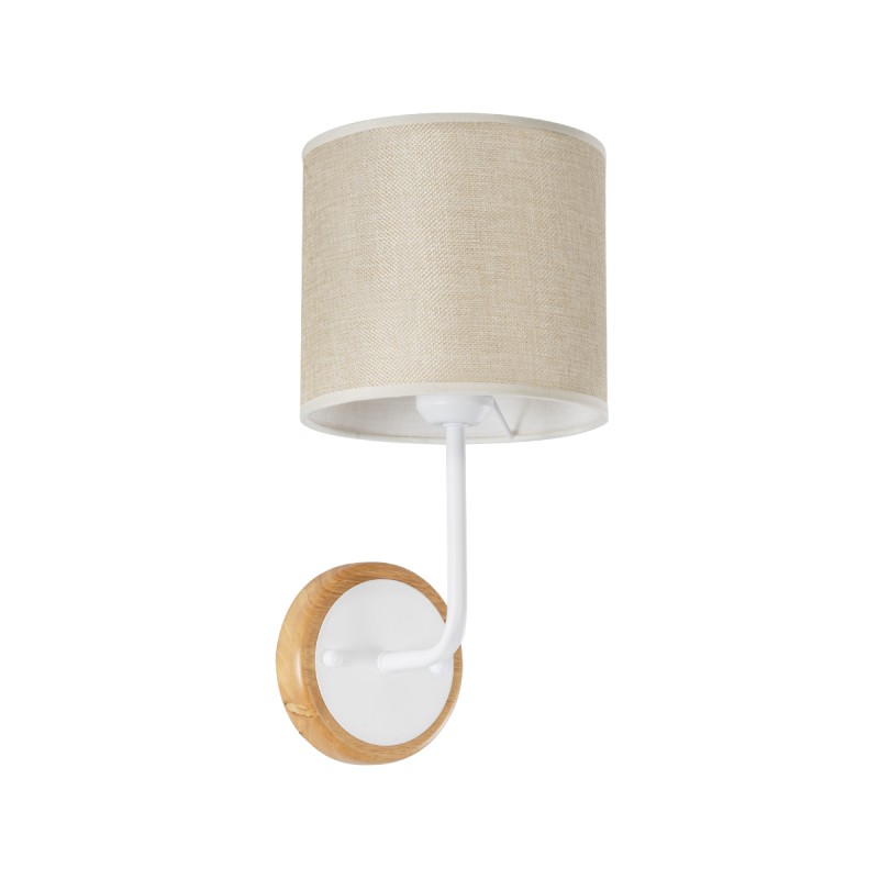 GLOBOSTAR® MANU 02044 Μοντέρνο Φωτιστικό Τοίχου - Απλίκα με Ντουί 1 x E27 AC 220-240V IP20 - Λευκό & Μπεζ - Μ18 x Π20 x Υ37cm