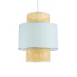 GloboStar® SAIGE 02045 Boho Κρεμαστό Φωτιστικό Πλέγμα Μονόφωτο 1 x E27 IP20 Μπεζ Ξύλο με Γαλάζιο Ύφασμα - Μ50 x Π50 x Υ60cm