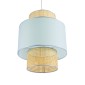 GloboStar® SAIGE 02045 Boho Κρεμαστό Φωτιστικό Πλέγμα Μονόφωτο 1 x E27 IP20 Μπεζ Ξύλο με Γαλάζιο Ύφασμα - Μ50 x Π50 x Υ60cm