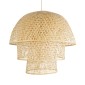 GloboStar® HIROKA 02046 Boho Κρεμαστό Φωτιστικό Καμπάνα Μονόφωτο 1 x E27 IP20 Μπεζ Ξύλο - Μ100 x Π100 x Υ110cm
