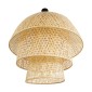 GloboStar® HIROKA 02046 Boho Κρεμαστό Φωτιστικό Καμπάνα Μονόφωτο 1 x E27 IP20 Μπεζ Ξύλο - Μ100 x Π100 x Υ110cm