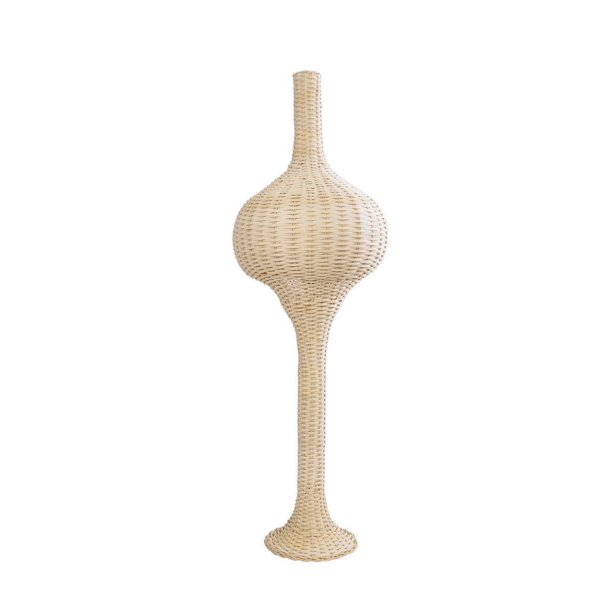 GloboStar® ALADDIN 02050 Boho Επιδαπέδιο Φωτιστικό Μονόφωτο 1 x E27 IP20 Μπεζ Ξύλο - Μ40 x Π40 x Υ120cm