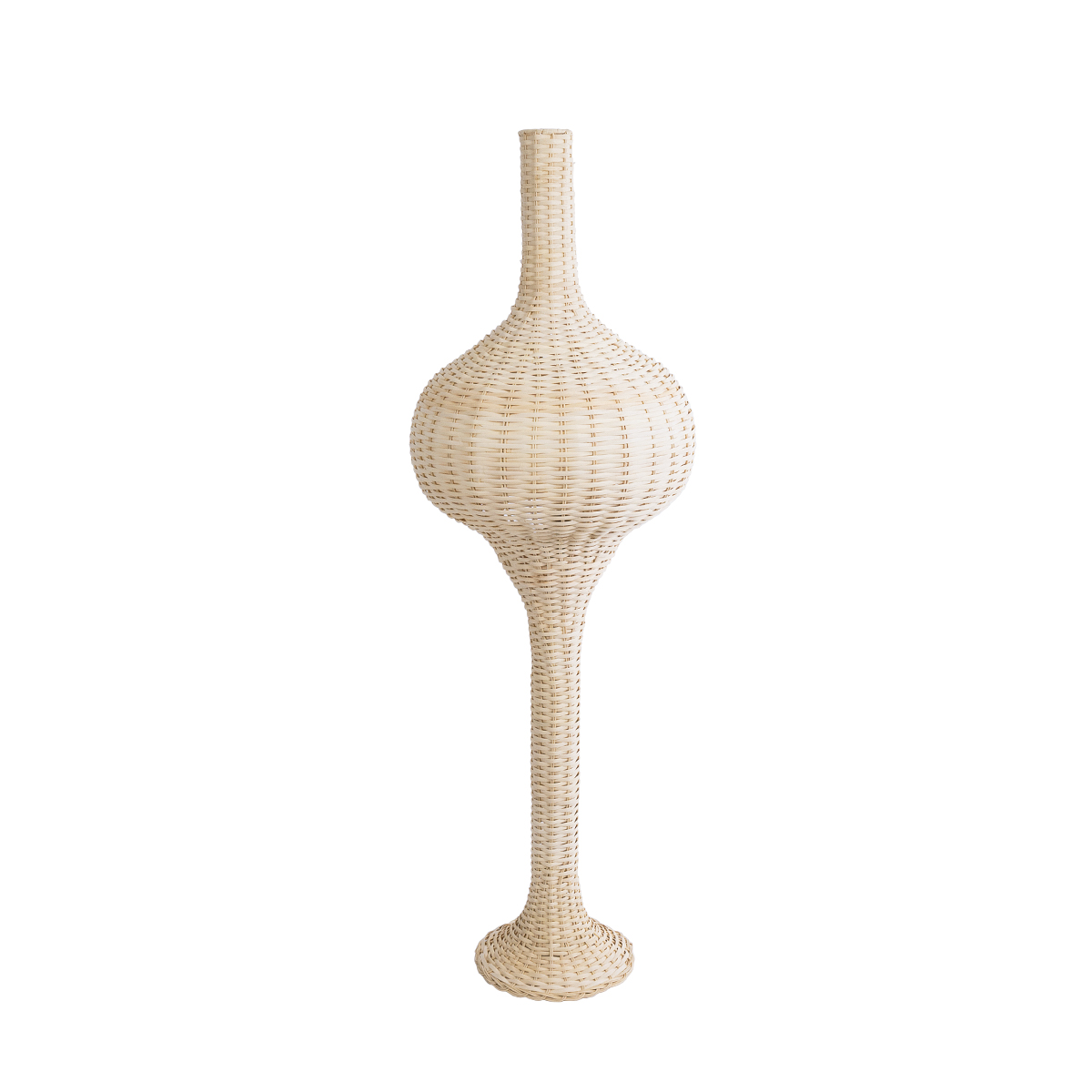 GloboStar® ALADDIN 02050 Boho Επιδαπέδιο Φωτιστικό Μονόφωτο 1 x E27 IP20 Μπεζ Ξύλο - Μ40 x Π40 x Υ120cm