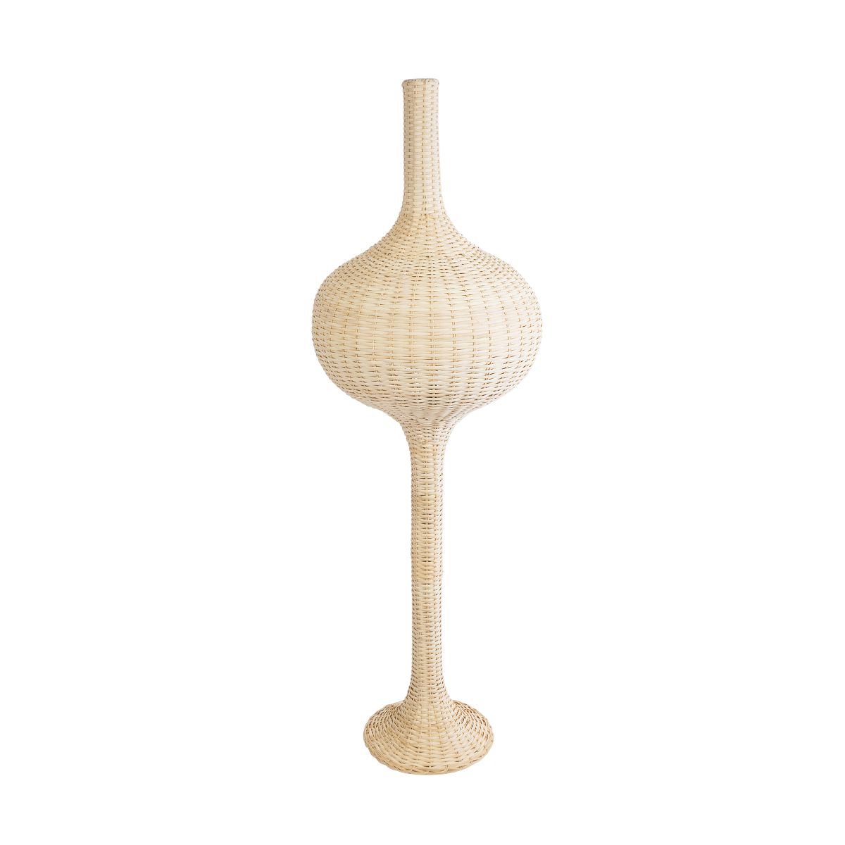 GloboStar® ALADDIN 02051 Boho Επιδαπέδιο Φωτιστικό Μονόφωτο 1 x E27 IP20 Μπεζ Ξύλο - Μ50 x Π50 x Υ150cm