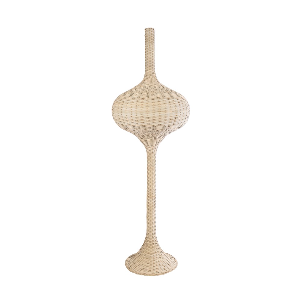 GloboStar® ALADDIN 02052 Boho Επιδαπέδιο Φωτιστικό Μονόφωτο 1 x E27 IP20 Μπεζ Ξύλο - Μ60 x Π60 x Υ180cm