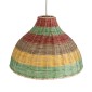 GloboStar® CABALLEROS 02053 Boho Κρεμαστό Φωτιστικό Καμπάνα Μονόφωτο 1 x E27 IP20 Πολύχρωμο Ξύλο - Μ40 x Π40 x Υ27cm