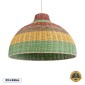 GloboStar® CABALLEROS 02054 Boho Κρεμαστό Φωτιστικό Καμπάνα Μονόφωτο 1 x E27 IP20 Πολύχρωμο Ξύλο - Μ70 x Π70 x Υ48cm
