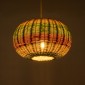GloboStar® CABALLEROS 02055 Boho Κρεμαστό Φωτιστικό Πλέγμα Μονόφωτο 1 x E27 IP20 Πολύχρωμο Ξύλο - Μ40 x Π40 x Υ25cm