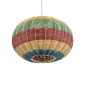 GloboStar® CABALLEROS 02055 Boho Κρεμαστό Φωτιστικό Πλέγμα Μονόφωτο 1 x E27 IP20 Πολύχρωμο Ξύλο - Μ40 x Π40 x Υ25cm