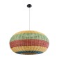 GloboStar® CABALLEROS 02056 Boho Κρεμαστό Φωτιστικό Πλέγμα Μονόφωτο 1 x E27 IP20 Πολύχρωμο Ξύλο - Μ70 x Π70 x Υ36cm