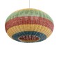 GloboStar® CABALLEROS 02056 Boho Κρεμαστό Φωτιστικό Πλέγμα Μονόφωτο 1 x E27 IP20 Πολύχρωμο Ξύλο - Μ70 x Π70 x Υ36cm