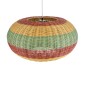 GloboStar® CABALLEROS 02056 Boho Κρεμαστό Φωτιστικό Πλέγμα Μονόφωτο 1 x E27 IP20 Πολύχρωμο Ξύλο - Μ70 x Π70 x Υ36cm