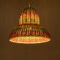 GloboStar® CABALLEROS 02057 Boho Κρεμαστό Φωτιστικό Καμπάνα Μονόφωτο 1 x E27 IP20 Πολύχρωμο Ξύλο - Μ40 x Π40 x Υ30cm