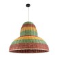 GloboStar® CABALLEROS 02058 Boho Κρεμαστό Φωτιστικό Καμπάνα Μονόφωτο 1 x E27 IP20 Πολύχρωμο Ξύλο - Μ70 x Π70 x Υ60cm
