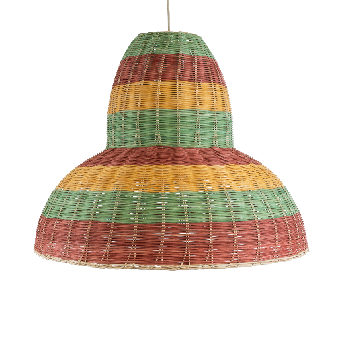 GloboStar® CABALLEROS 02058 Boho Κρεμαστό Φωτιστικό Καμπάνα Μονόφωτο 1 x E27 IP20 Πολύχρωμο Ξύλο - Μ70 x Π70 x Υ60cm