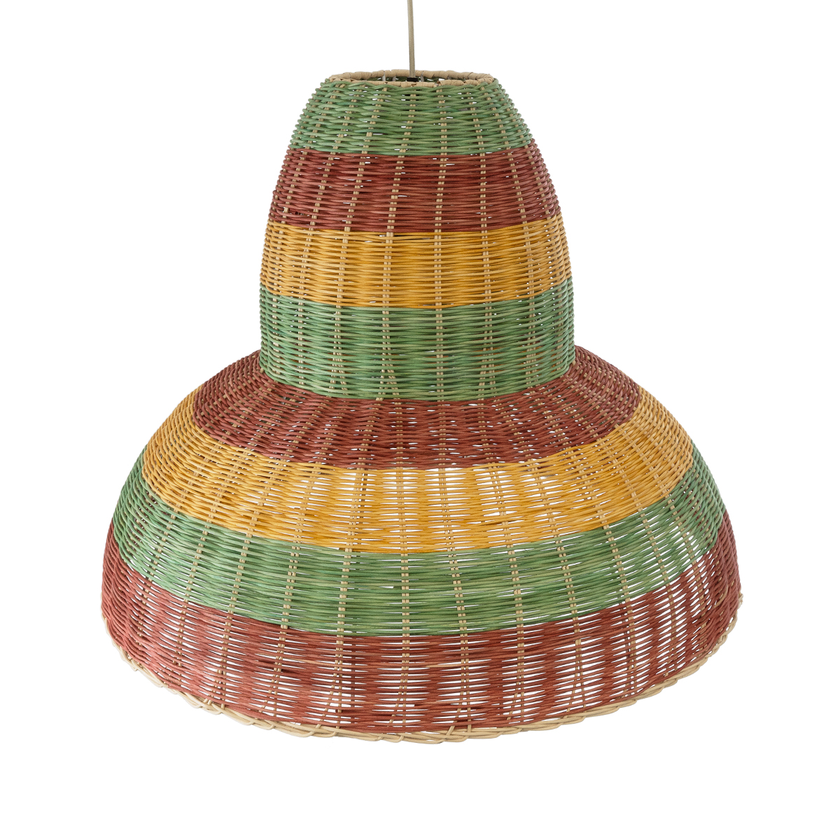 GloboStar® CABALLEROS 02058 Boho Κρεμαστό Φωτιστικό Καμπάνα Μονόφωτο 1 x E27 IP20 Πολύχρωμο Ξύλο - Μ70 x Π70 x Υ60cm