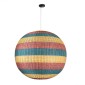 GloboStar® CABALLEROS 02064 Boho Κρεμαστό Φωτιστικό Μπάλα Μονόφωτο 1 x E27 IP20 Πολύχρωμο Ξύλο - Μ100 x Π100 x Υ100cm