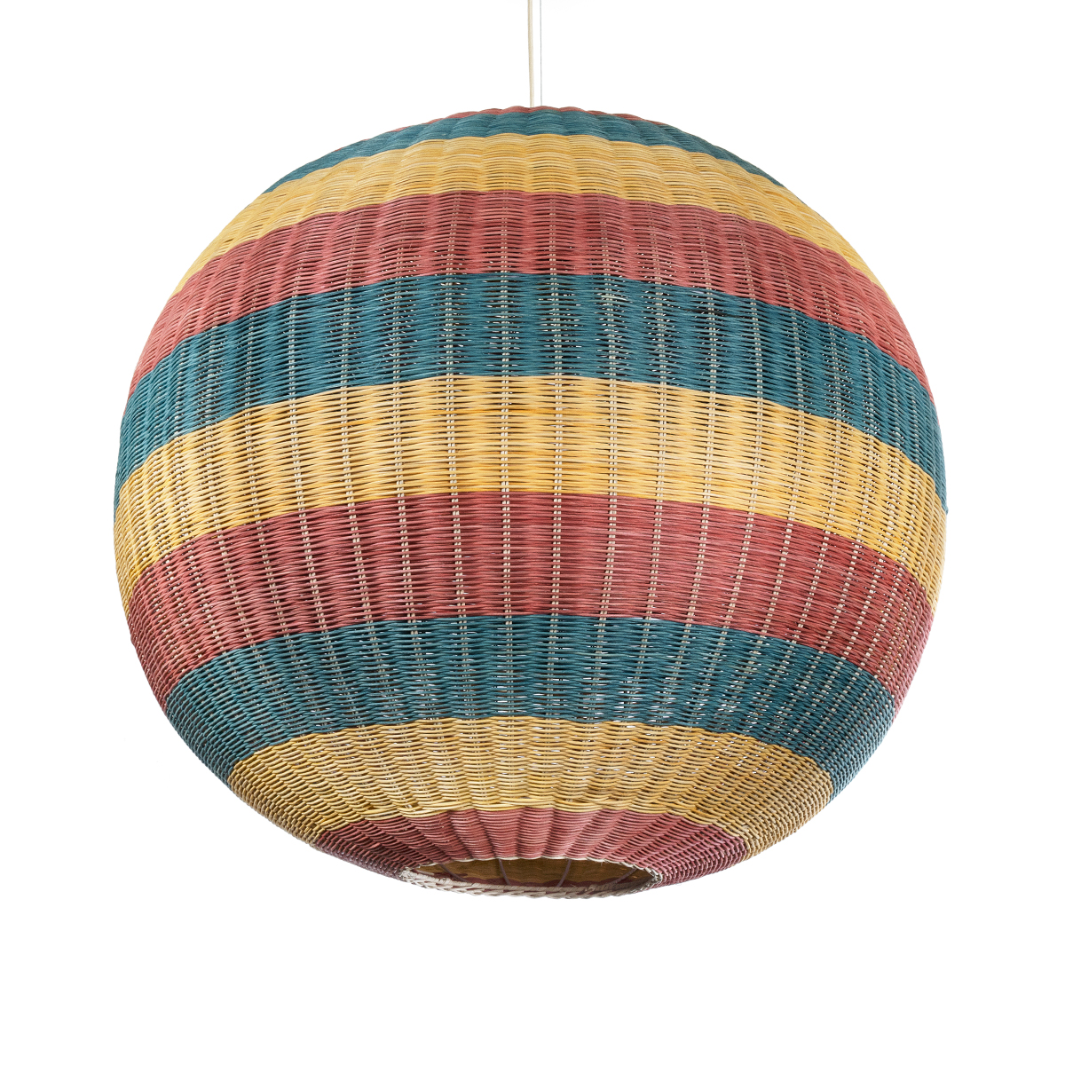 GloboStar® CABALLEROS 02064 Boho Κρεμαστό Φωτιστικό Μπάλα Μονόφωτο 1 x E27 IP20 Πολύχρωμο Ξύλο - Μ100 x Π100 x Υ100cm