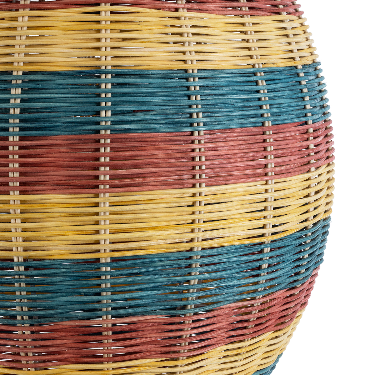 GloboStar® CABALLEROS 02065 Boho Κρεμαστό Φωτιστικό Πλέγμα Μονόφωτο 1 x E27 IP20 Πολύχρωμο Ξύλο - Μ40 x Π40 x Υ50cm