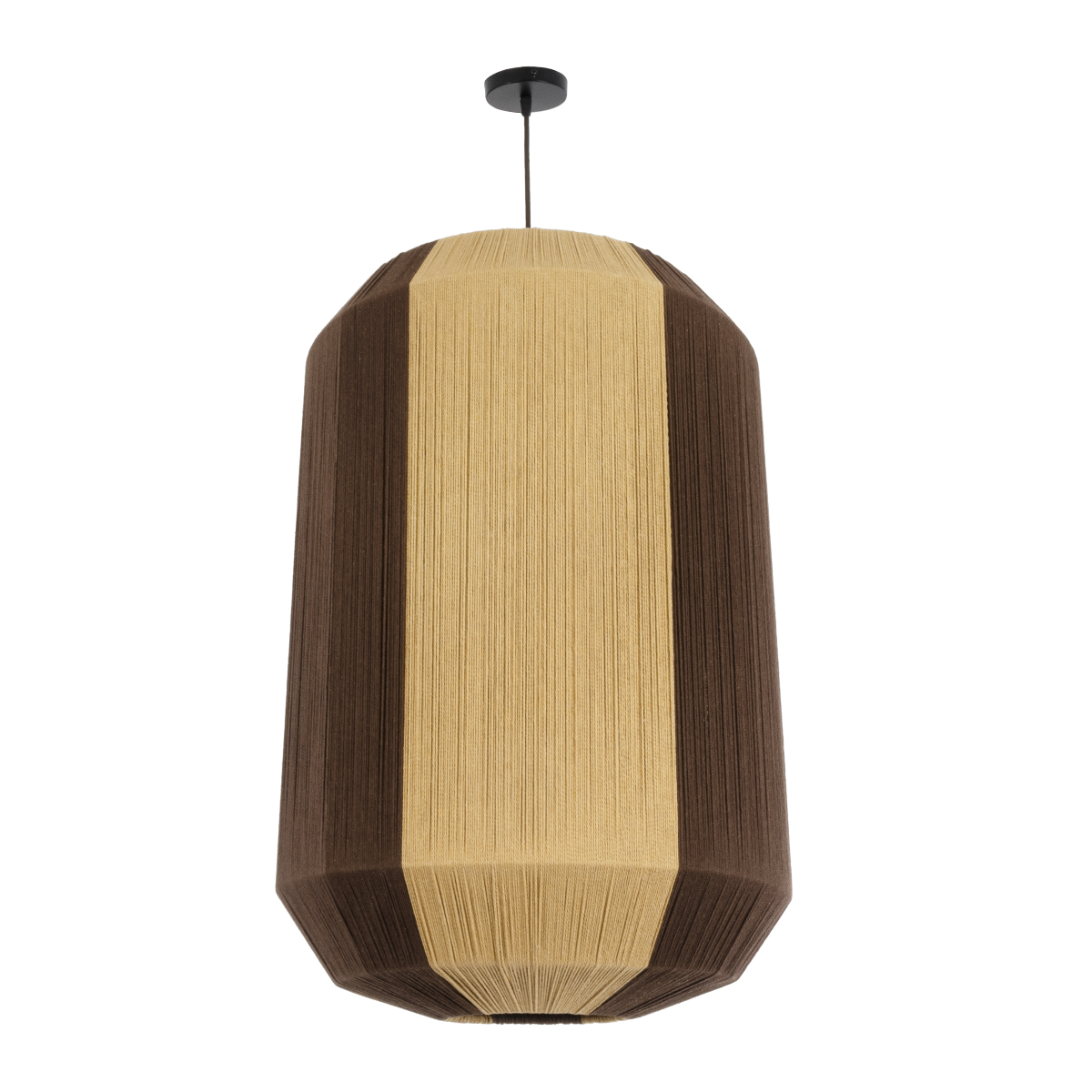 GloboStar® SALERNO 02076 Boho Κρεμαστό Φωτιστικό Πλέγμα Μονόφωτο 1 x E27 IP20 Μπεζ & Καφέ Σχοινί - Μ50 x Π50 x Υ80cm