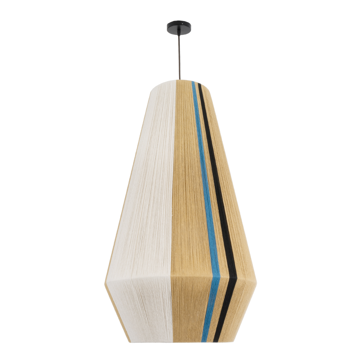 GloboStar® SALERNO 02079 Boho Κρεμαστό Φωτιστικό Πλέγμα Μονόφωτο 1 x E27 IP20 Πολύχρωμο Σχοινί - Μ50 x Π50 x Υ90cm