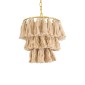 GloboStar® MISSOULA 02084 Boho Κρεμαστό Φωτιστικό Σχοινί Μονόφωτο 1 x E27 IP20 Μπεζ Ύφασμα με Χρυσό Μέταλλο - Μ30 x Π30 x Υ40cm