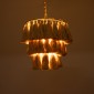 GloboStar® MISSOULA 02084 Boho Κρεμαστό Φωτιστικό Σχοινί Μονόφωτο 1 x E27 IP20 Μπεζ Ύφασμα με Χρυσό Μέταλλο - Μ30 x Π30 x Υ40cm