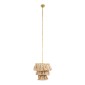 GloboStar® MISSOULA 02084 Boho Κρεμαστό Φωτιστικό Σχοινί Μονόφωτο 1 x E27 IP20 Μπεζ Ύφασμα με Χρυσό Μέταλλο - Μ30 x Π30 x Υ40cm