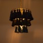 GloboStar® MISSOULA 02085 Boho Κρεμαστό Φωτιστικό Σχοινί Μονόφωτο 1 x E27 IP20 Μπλε & Μαύρο Ύφασμα με Χρυσό Μέταλλο - Μ30 x Π30 x Υ40cm