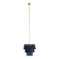 GloboStar® MISSOULA 02085 Boho Κρεμαστό Φωτιστικό Σχοινί Μονόφωτο 1 x E27 IP20 Μπλε & Μαύρο Ύφασμα με Χρυσό Μέταλλο - Μ30 x Π30 x Υ40cm