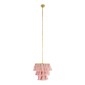 GloboStar® MISSOULA 02086 Boho Κρεμαστό Φωτιστικό Σχοινί Μονόφωτο 1 x E27 IP20 Ροζ Ύφασμα με Χρυσό Μέταλλο - Μ30 x Π30 x Υ40cm