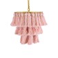 GloboStar® MISSOULA 02086 Boho Κρεμαστό Φωτιστικό Σχοινί Μονόφωτο 1 x E27 IP20 Ροζ Ύφασμα με Χρυσό Μέταλλο - Μ30 x Π30 x Υ40cm