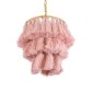 GloboStar® MISSOULA 02086 Boho Κρεμαστό Φωτιστικό Σχοινί Μονόφωτο 1 x E27 IP20 Ροζ Ύφασμα με Χρυσό Μέταλλο - Μ30 x Π30 x Υ40cm
