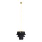 GloboStar® MISSOULA 02087 Boho Κρεμαστό Φωτιστικό Σχοινί Μονόφωτο 1 x E27 IP20 Μαύρο Ύφασμα με Χρυσό Μέταλλο - Μ30 x Π30 x Υ40cm