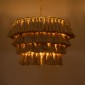 GloboStar® MISSOULA 02088 Boho Κρεμαστό Φωτιστικό Σχοινί Μονόφωτο 1 x E27 IP20 Μπεζ Ύφασμα με Χρυσό Μέταλλο - Μ60 x Π60 x Υ40cm