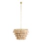 GloboStar® MISSOULA 02088 Boho Κρεμαστό Φωτιστικό Σχοινί Μονόφωτο 1 x E27 IP20 Μπεζ Ύφασμα με Χρυσό Μέταλλο - Μ60 x Π60 x Υ40cm