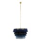 GloboStar® MISSOULA 02089 Boho Κρεμαστό Φωτιστικό Σχοινί Μονόφωτο 1 x E27 IP20 Πολύχρωμο Ύφασμα με Χρυσό Μέταλλο - Μ60 x Π60 x Υ40cm