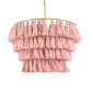 GloboStar® MISSOULA 02090 Boho Κρεμαστό Φωτιστικό Σχοινί Μονόφωτο 1 x E27 IP20 Ροζ Ύφασμα με Χρυσό Μέταλλο - Μ60 x Π60 x Υ40cm