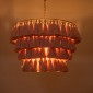 GloboStar® MISSOULA 02090 Boho Κρεμαστό Φωτιστικό Σχοινί Μονόφωτο 1 x E27 IP20 Ροζ Ύφασμα με Χρυσό Μέταλλο - Μ60 x Π60 x Υ40cm