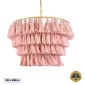 GloboStar® MISSOULA 02090 Boho Κρεμαστό Φωτιστικό Σχοινί Μονόφωτο 1 x E27 IP20 Ροζ Ύφασμα με Χρυσό Μέταλλο - Μ60 x Π60 x Υ40cm