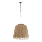 GloboStar® PUERTORICO 02093 Boho Κρεμαστό Φωτιστικό Καμπάνα Τρίφωτο 3 x E27 IP20 Μπεζ & Λευκό Σχοινί - Μ80 x Π80 x Υ80cm