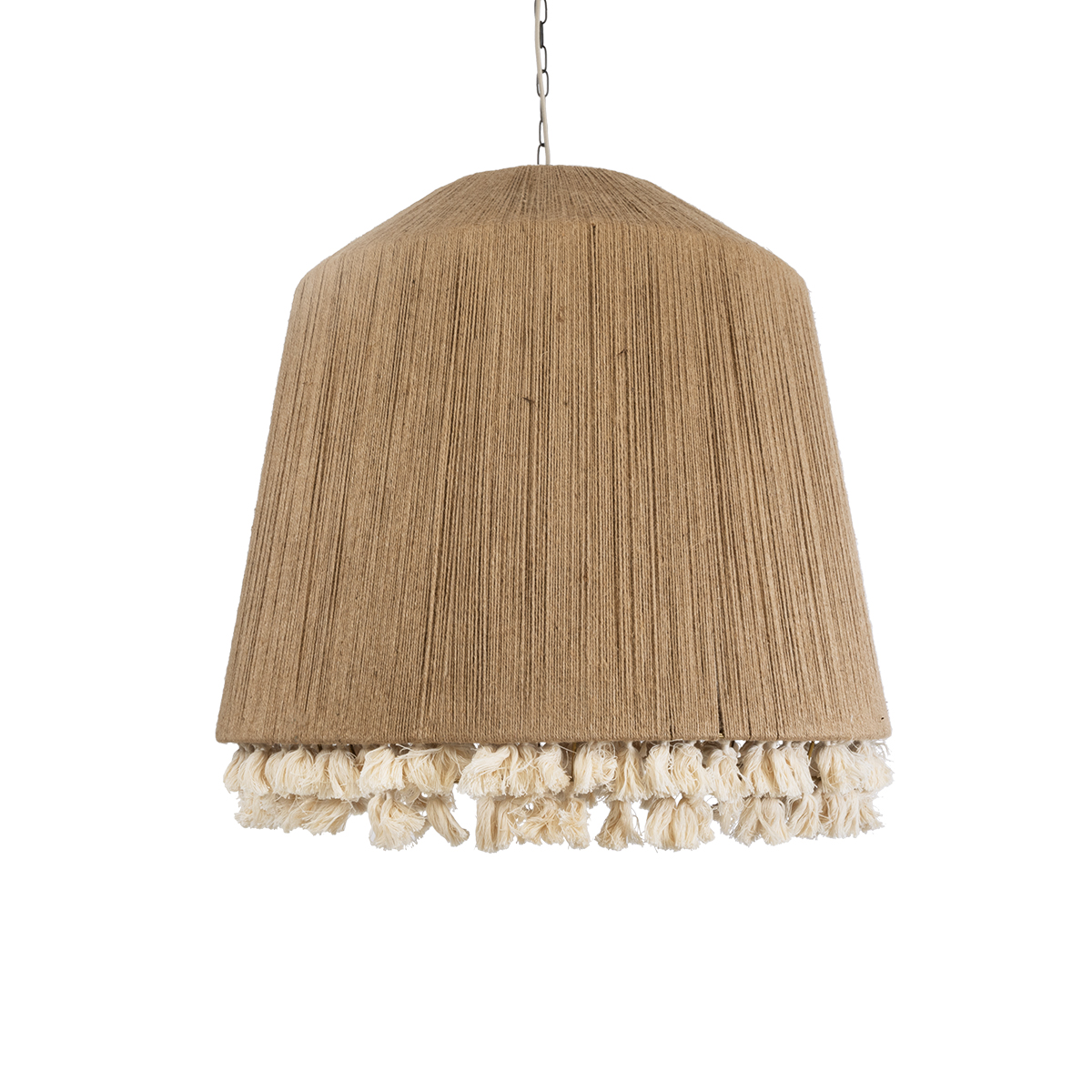 GloboStar® PUERTORICO 02093 Boho Κρεμαστό Φωτιστικό Καμπάνα Τρίφωτο 3 x E27 IP20 Μπεζ & Λευκό Σχοινί - Μ80 x Π80 x Υ80cm