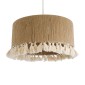 GloboStar® PUERTORICO 02094 Boho Κρεμαστό Φωτιστικό Καπέλο Μονόφωτο 1 x E27 IP20 Μπεζ & Λευκό Σχοινί - Μ50 x Π50 x Υ27cm