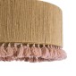 GloboStar® PUERTORICO 02096 Boho Κρεμαστό Φωτιστικό Καπέλο Μονόφωτο 1 x E27 IP20 Μπεζ & Ροζ Σχοινί - Μ50 x Π50 x Υ27cm