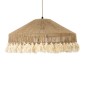 GloboStar® PUERTORICO 02098 Boho Κρεμαστό Φωτιστικό Καμπάνα Μονόφωτο 1 x E27 IP20 Μπεζ & Λευκό Σχοινί - Μ50 x Π50 x Υ25cm