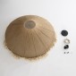 GloboStar® PUERTORICO 02099 Boho Κρεμαστό Φωτιστικό Καμπάνα Τριφωτο 3 x E27 IP20 Μπεζ & Λευκό Σχοινί - Μ80 x Π80 x Υ35cm