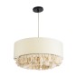 GloboStar® GINGER 02100 Boho Κρεμαστό Φωτιστικό Καπέλο Μονόφωτο 1 x E27 IP20 Μπεζ Ύφασμα με Μπεζ Σχοινί - Μ50 x Π50 x Υ25cm