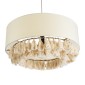 GloboStar® GINGER 02100 Boho Κρεμαστό Φωτιστικό Καπέλο Μονόφωτο 1 x E27 IP20 Μπεζ Ύφασμα με Μπεζ Σχοινί - Μ50 x Π50 x Υ25cm